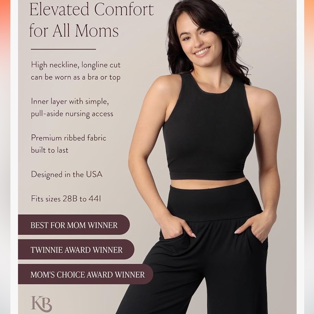 Kindred Bravely Sublime Hands-Free Pumping Lounge & Sleep Bra Black Large Tank
